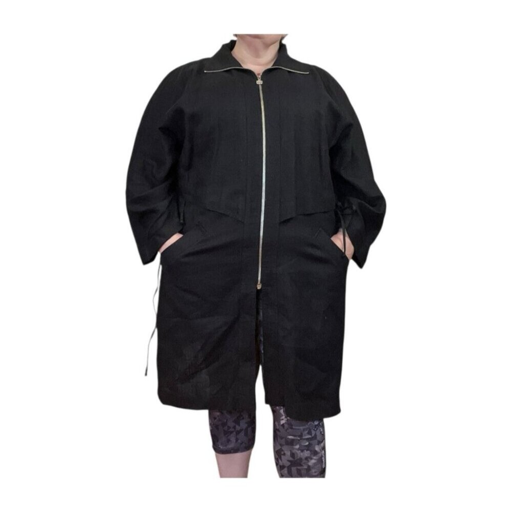 Shepard’s Linen Clothing Black Linen Lagenlook Jacket Trench Coat Womens XXL‎